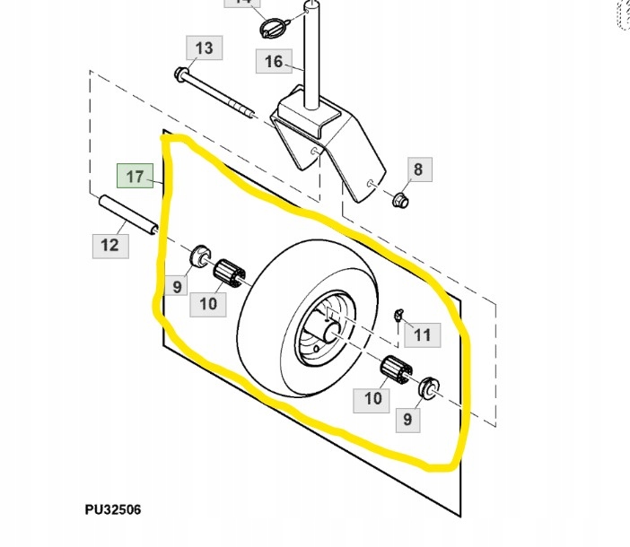 Zostava kolesa kosačky 11 X 4 TCA20363 John Deere