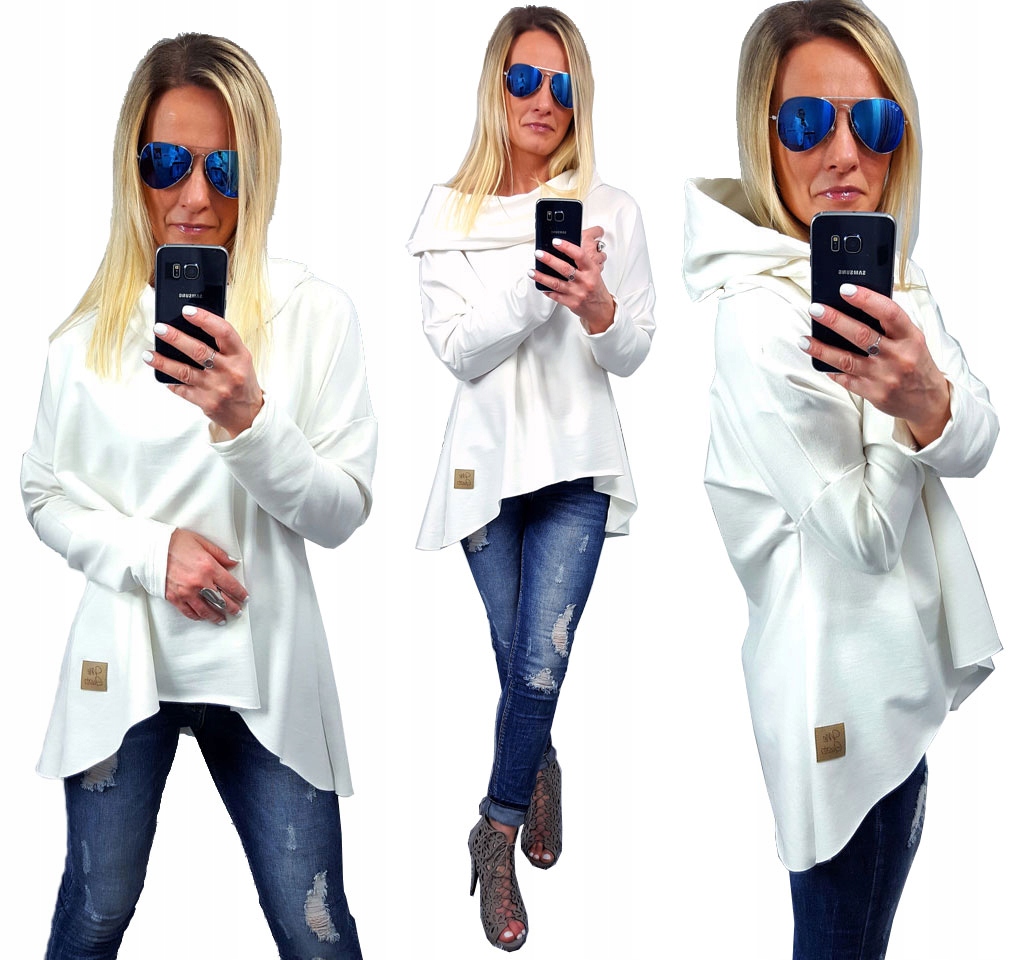 

Asymetryczna Tunika Bluza Sukienka Komin Kaptur XL