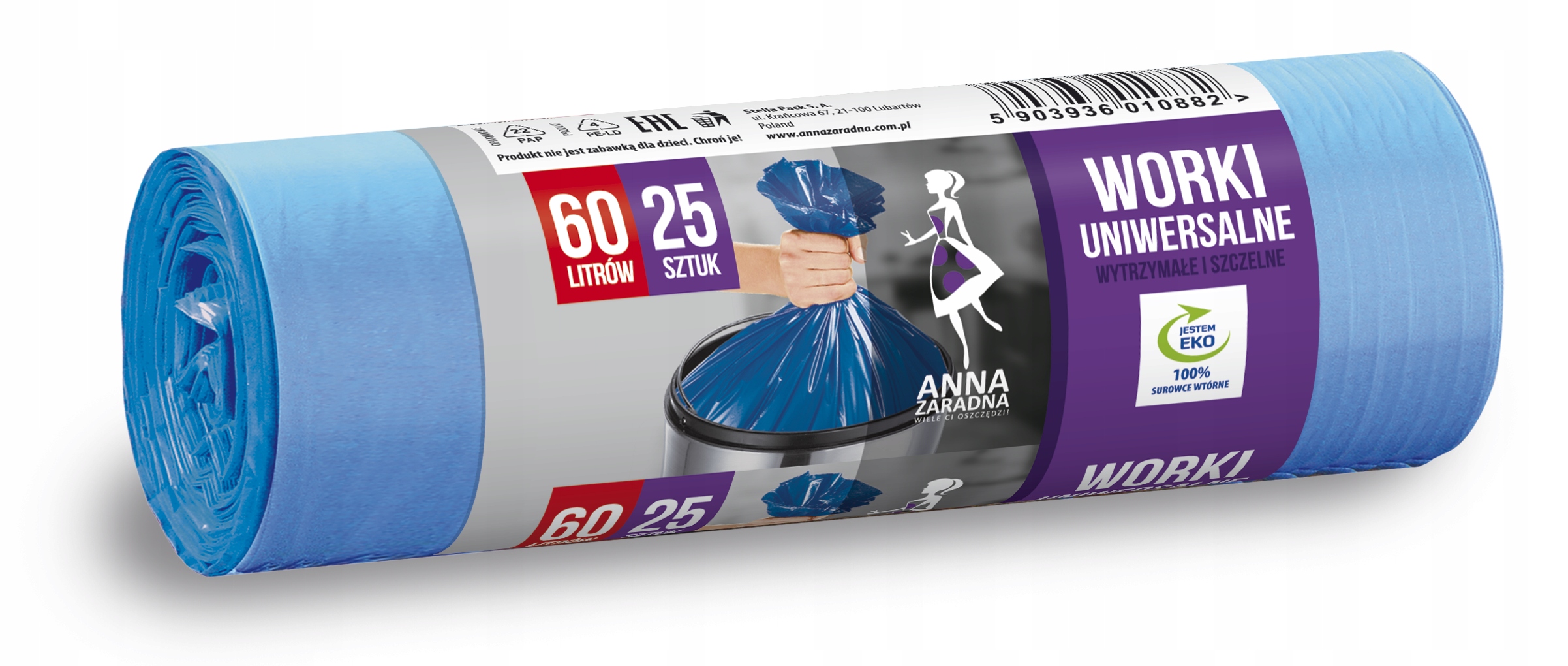 

Worki na śmieci Uniwersalne 60L 25szt niebieskie