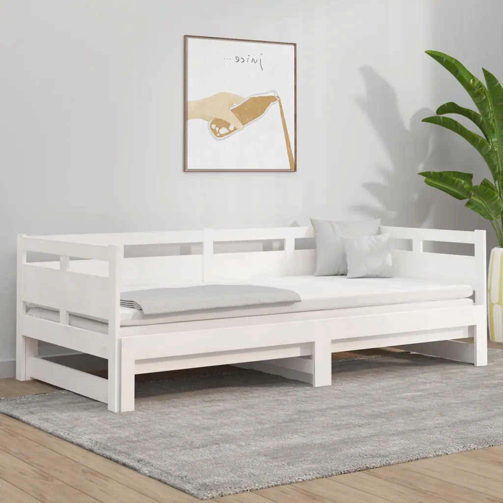 Výsuvná válenda bílá masivní borovice 2 x (90 x 200) cm Bílá 820313
