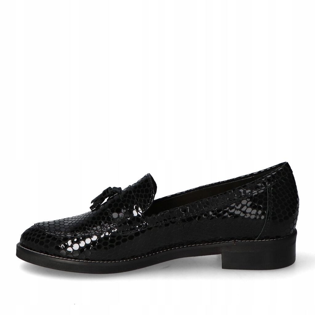 Mokasyny Pulso AF-953 Czarny łezka W lakier 37 Wzór dominujący bez wzoru