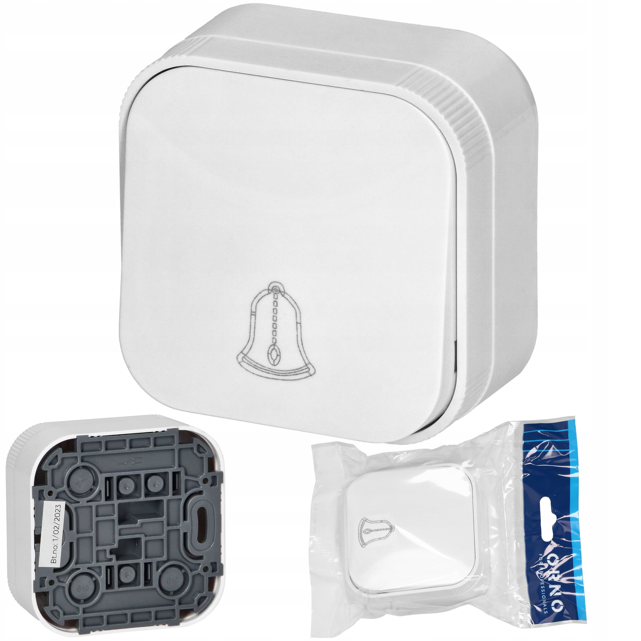 Przycisk Włącznik Dzwonkowy Natynkowy Biały IP20 ORNO ToDo