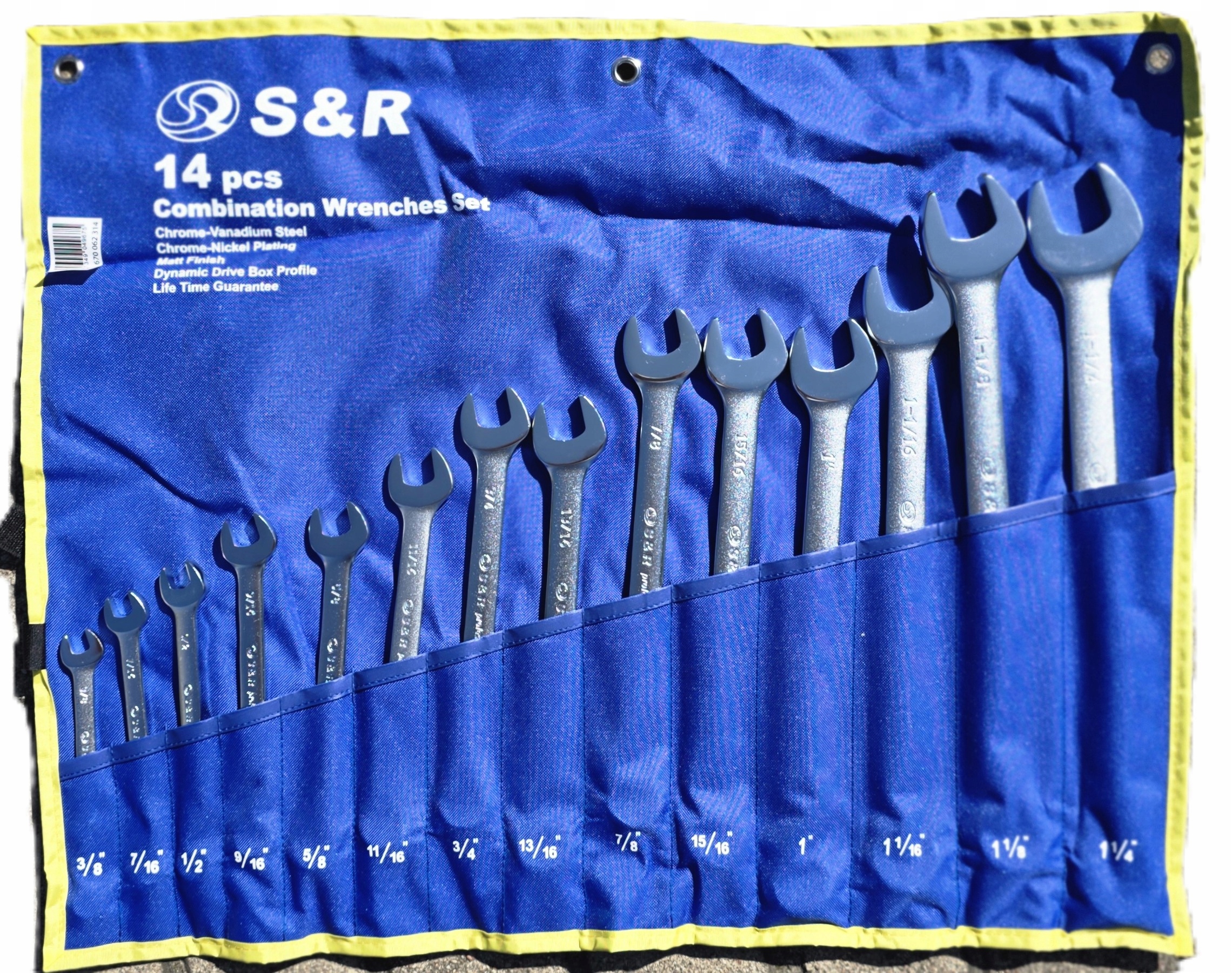 Sada 14 palcových plochých kľúčov ks S&r v puzdre 3/8"-1,1/4"