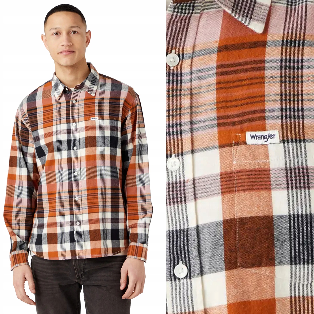 Wrangler 1 Pocket Shirt velmi volná pánská kostkovaná bavlněná košile XXL