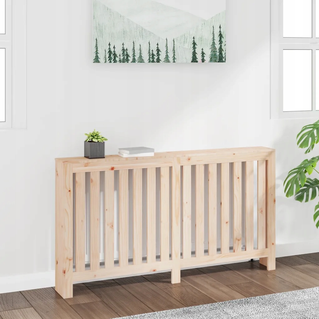 Kryt na radiátor 153 x 19 x 84 cm masivní borové dřevo Hnědá 822576
