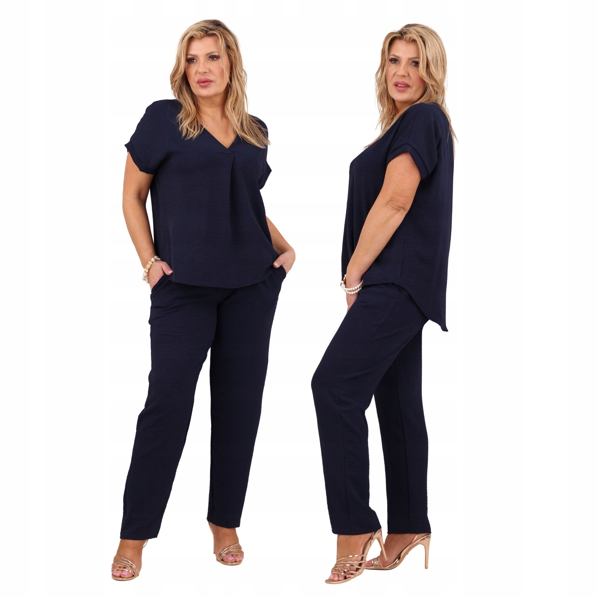 Komplet Damski Duże Rozmiary Polski Producent Bluzka I Spodnie