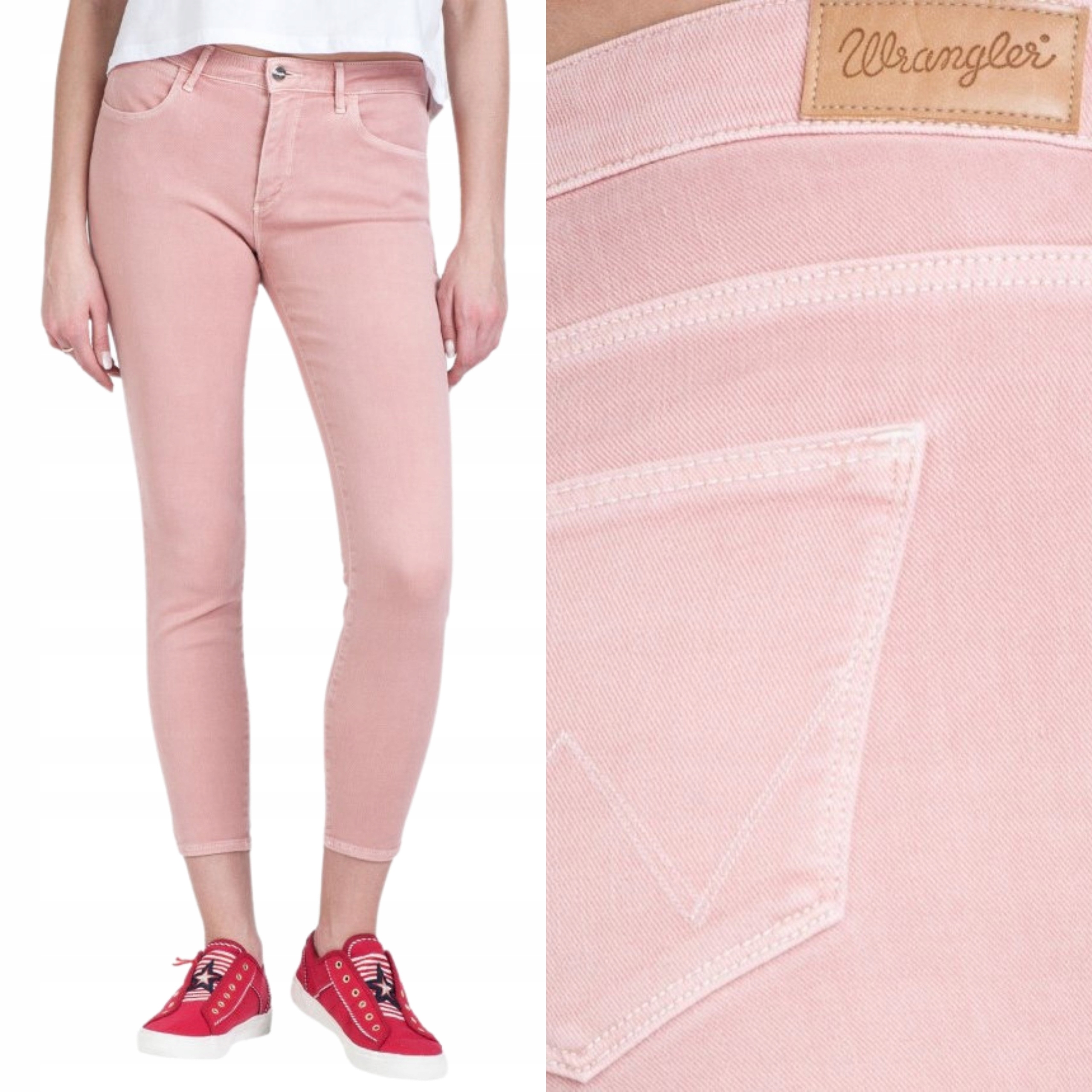 Wrangler kalhoty Regular pink jeans Skinny Crop W28 L32