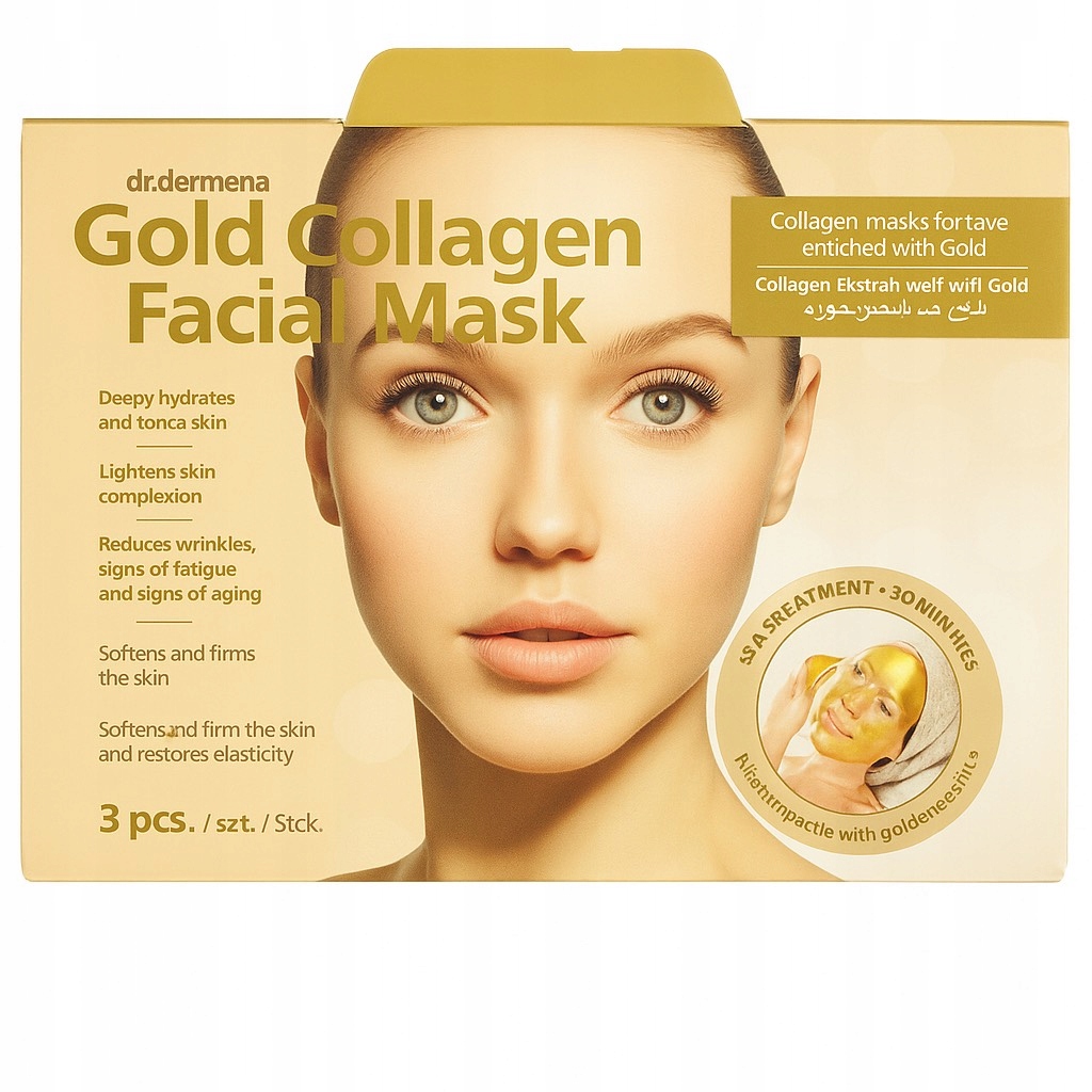 Glyskincare Gold Collagen Facial Maska kolagenowa ze z złotem 3 sztuki