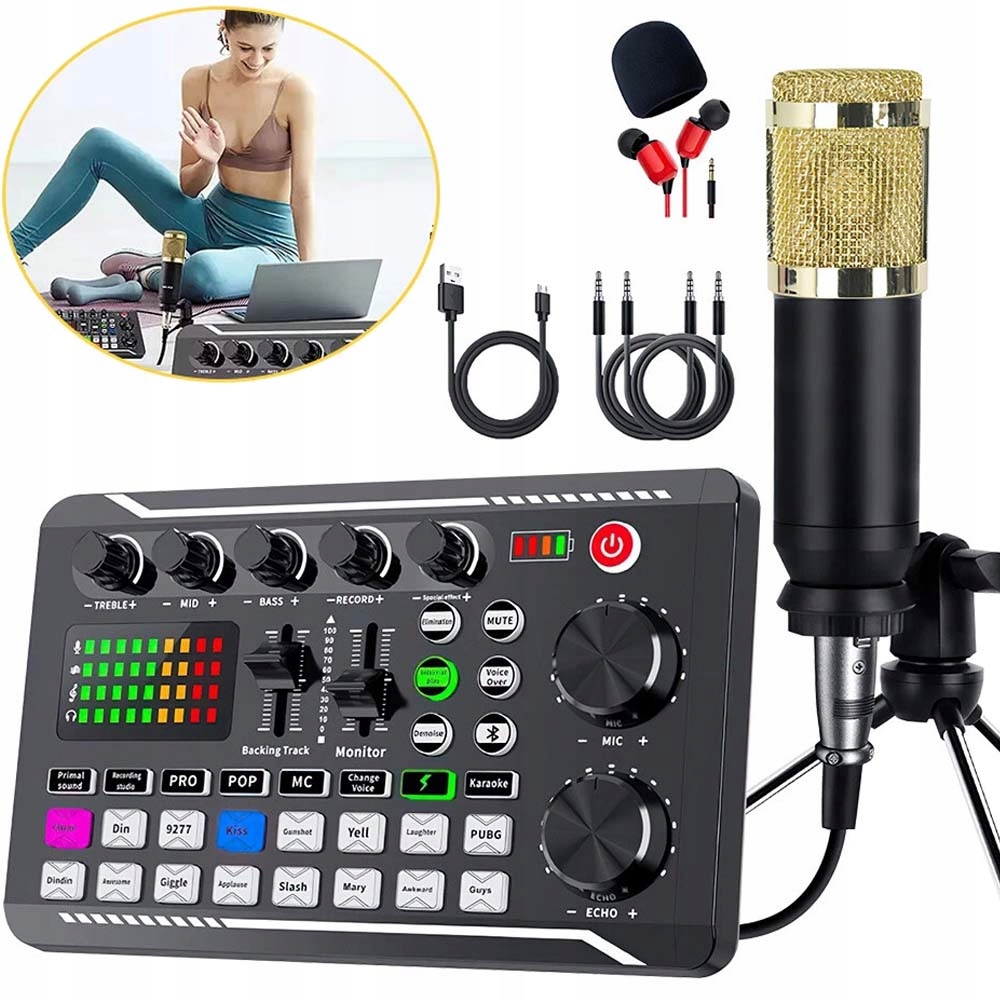 Sada Podcastového Mikrofonu A Audio Mixážního Pultu S 1200MAH Zvukovou Kartou