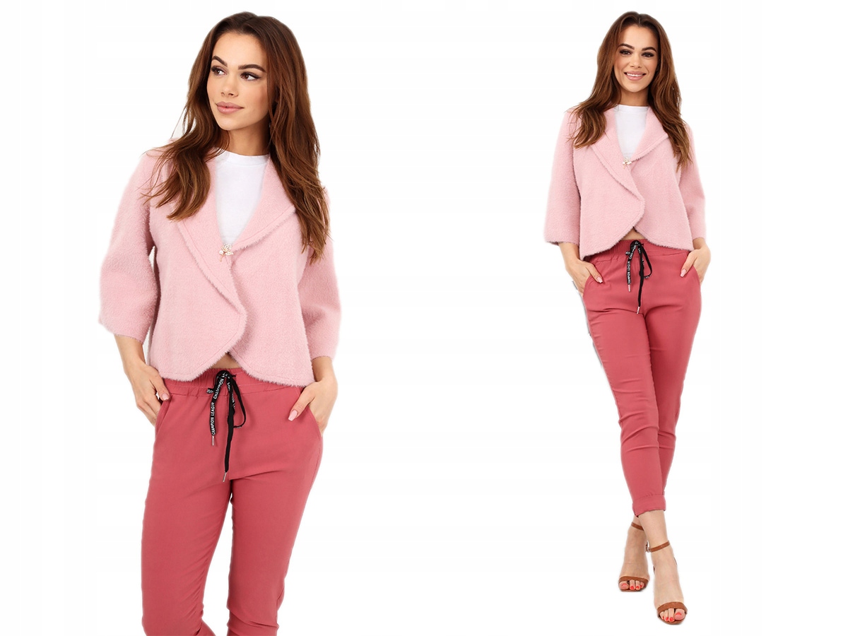 

Bolerko Narzutka Alpaka Gładkie Pudrowy Róż 2319