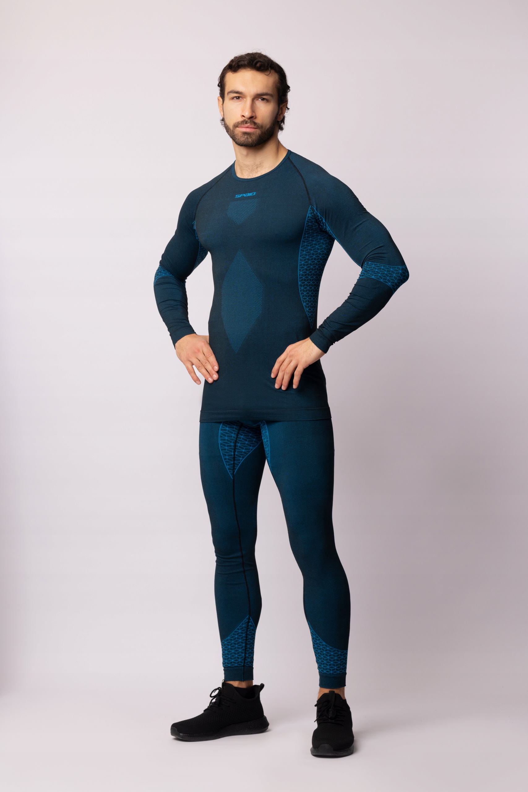 SPAIO Legginsy MOTOCYKLOWE NILIT BREEZE czarno niebieskie chłodzące XL Rozmiar XL