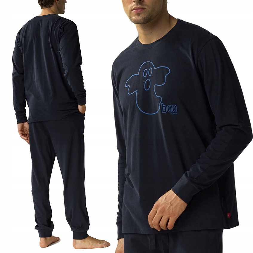 Atlantic NMP-378 pánské volné pyžamo s dlouhým rukávem Svítící Potisk XXL