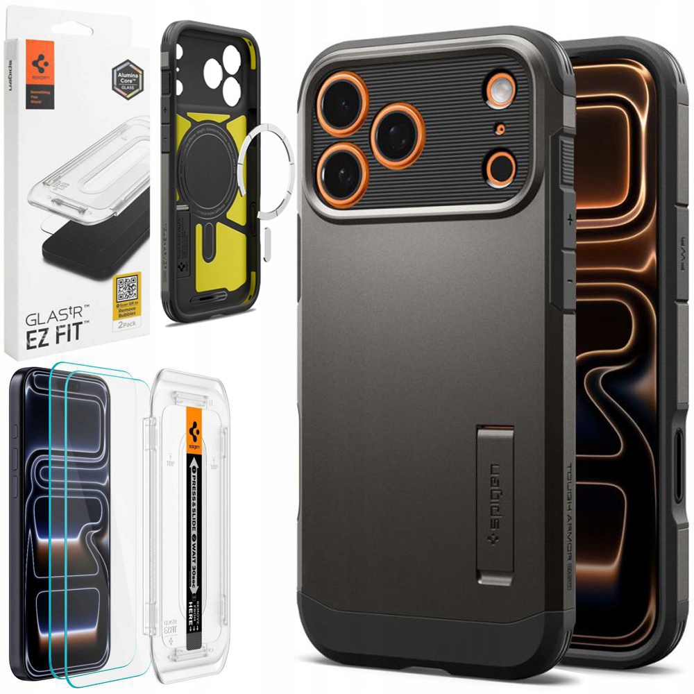 Spigen Set Pouzdro Tough Armor MagSafe 2x Sklo pro Apple iPhone 17 Pro Max