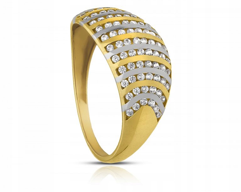 Prstýnek 585 zirkony široký, velikost 15