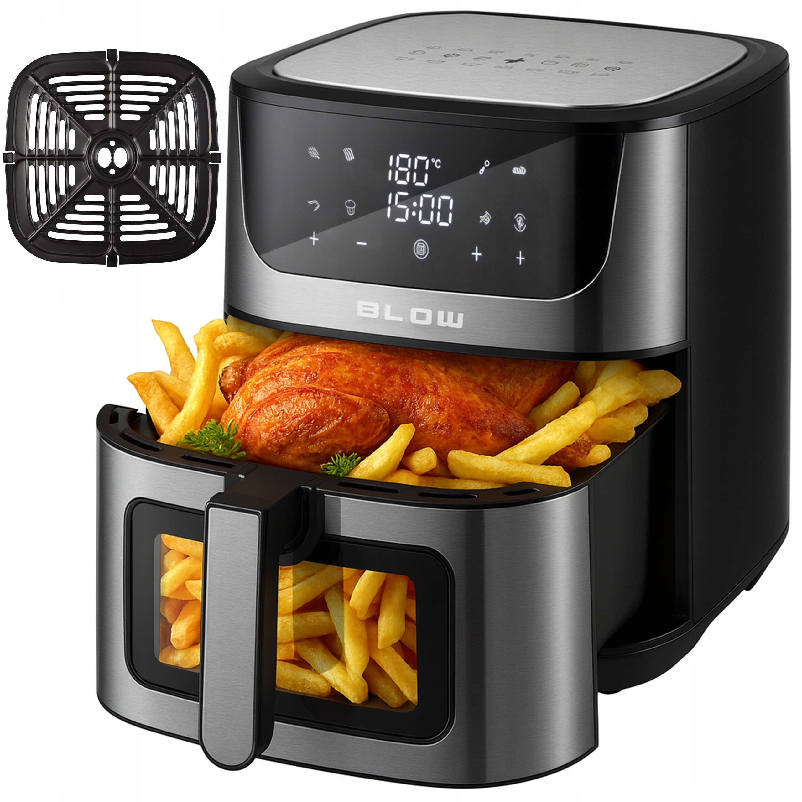 Air Fryer Beztuková Fritéza Veľká Misa XL 8L 2 Ohrievače Výkonná 2500W