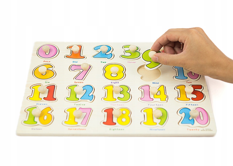 

Drewniane puzzle z uchwytami liczby English 30x23