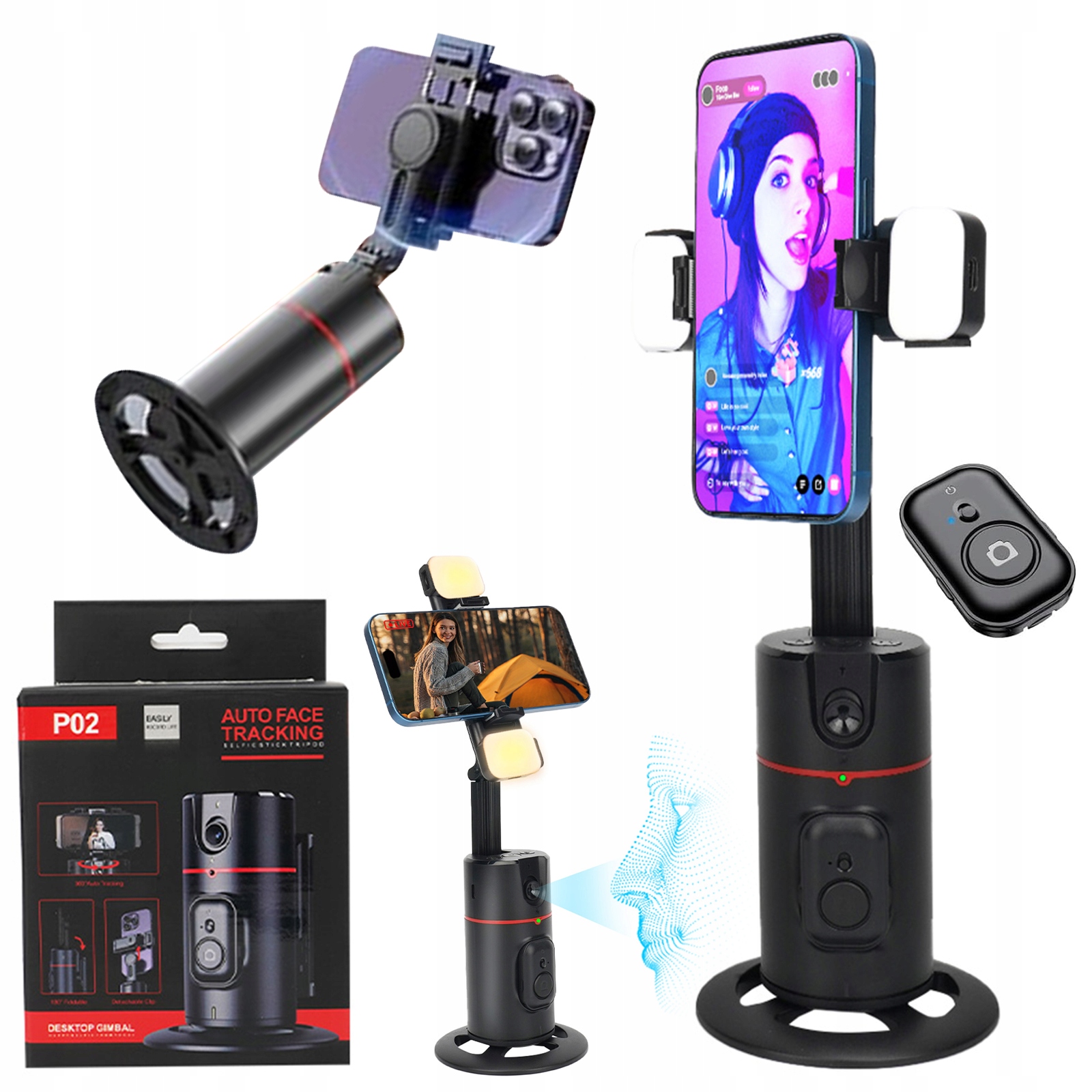 Stabilizátor Sledování obličeje 360° Ovládání gesty 1200 mAh