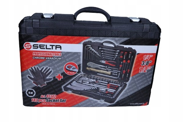 Zestaw narzędziowy 1/4", 3/8", 1/2" Liczba elementów w zestawie 142