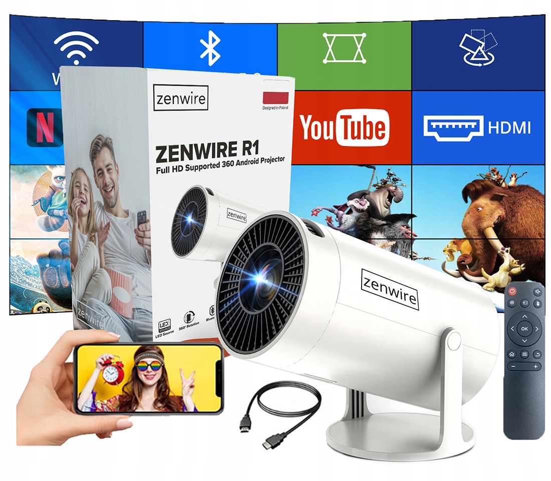 Projektor ZENWIRE R1 HD (1280 x 720) 250 ANSI lumen Wi Fi Bluetooth