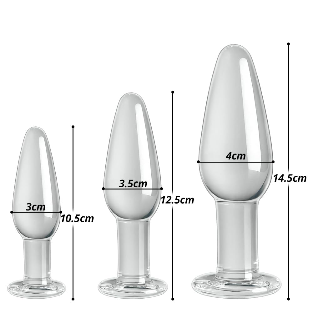 GLAS KRYSTALICZNE ANALNE KORKI ZESTAW 3 SZTUK DLA KOBIET MĘŻCZYZN PAR — miniatura 2