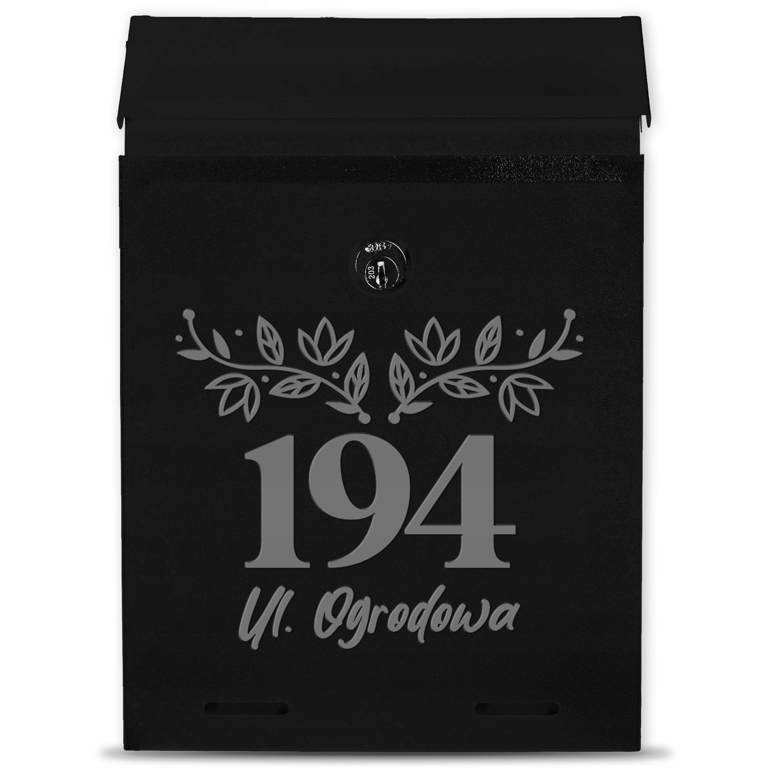 Poštovní Schránka Na Dopisy C5 Personalizovaná Černá Kovová Gravírování Adres