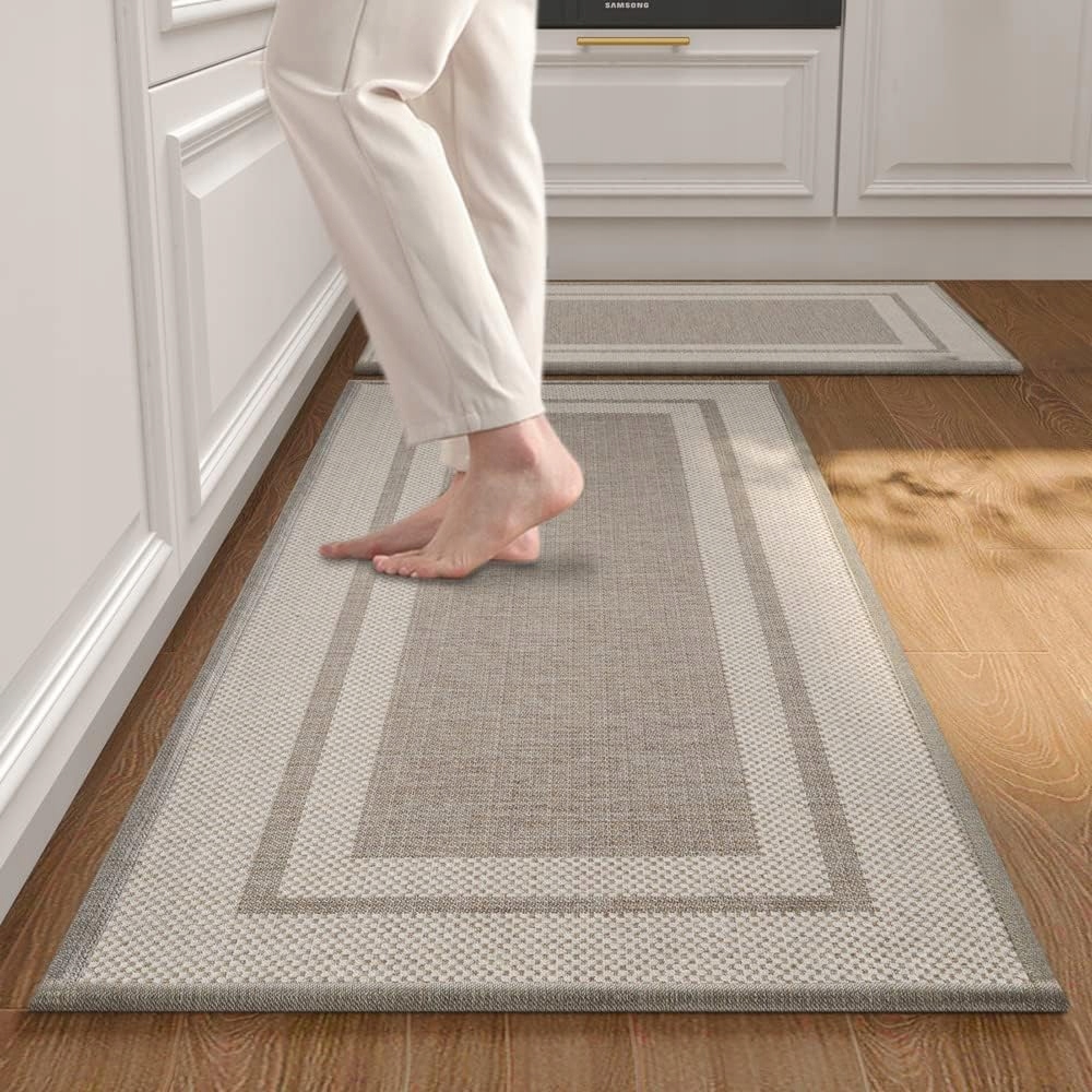 2 sztuki dywanów do kuchni, antypoślizgowy, tkany 44 x 75 cm, 44 x 120 cm