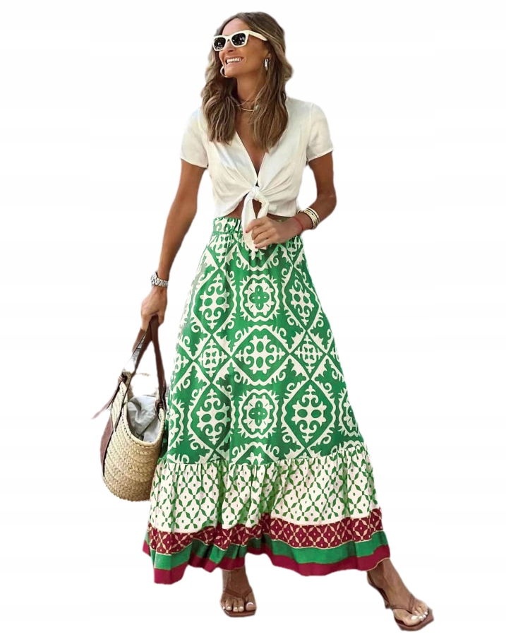 ZWIEWNA DŁUGA SPÓDNICA MAXI DO KOSTEK BOHO DAMSKA Długość maxi