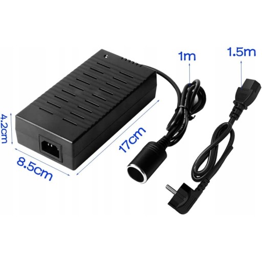 ZASILACZ SAMOCHODOWY 230V 12V KONWERTER NAPIĘCIA Moc użytkowa 180 W
