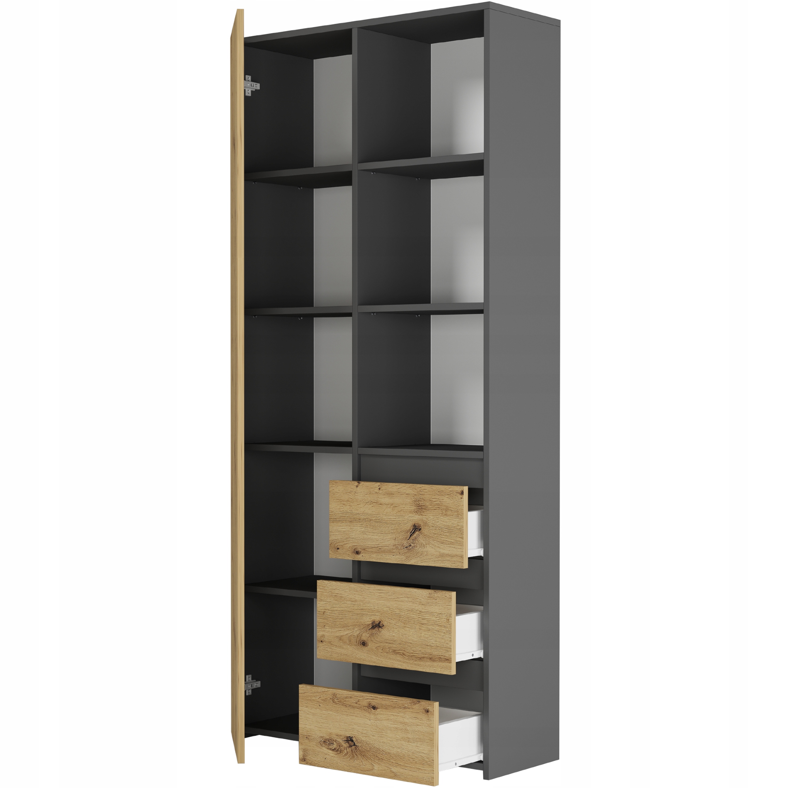 REGAŁ KSIĄŻKI BIUROWY 3 SZUFLADY B-80-S3 ANTRACYT MIX ARTISAN