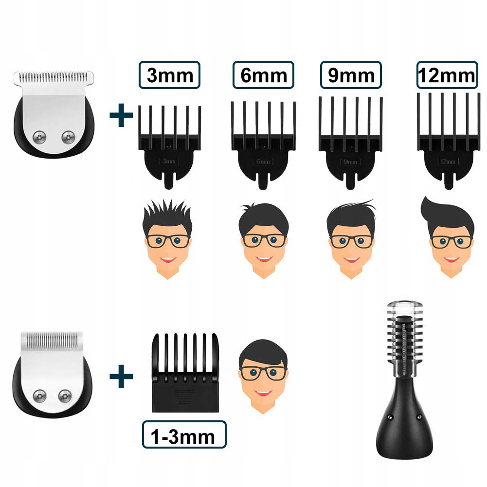6W1 GOLARKA DO BRODY CIAŁA TWARZY TRYMER DO WŁOSÓW W NOSIE Z WYŚWIETLAC LED Użytkowanie na mokro i sucho