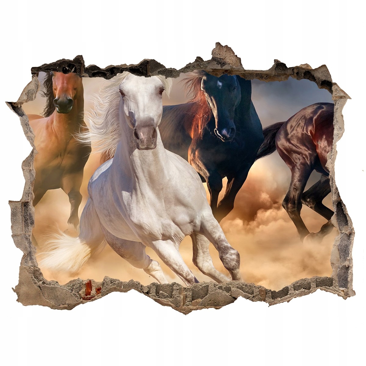 

Dziura 3d foto tapeta Naklejka Konie w galopie