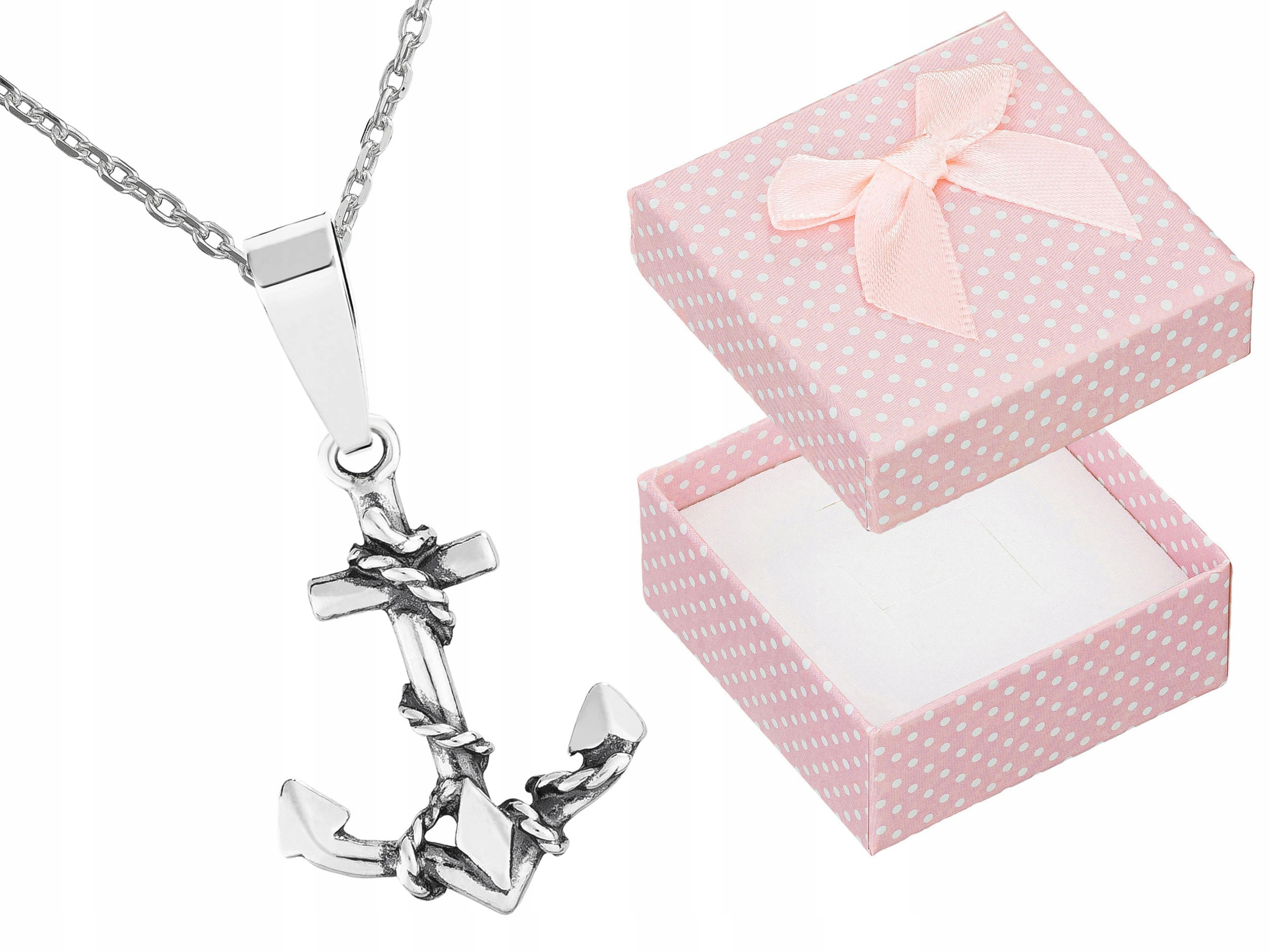 Krátký stříbrný oxidovaný námořní náhrdelník Kotva Stříbro Ankr 45