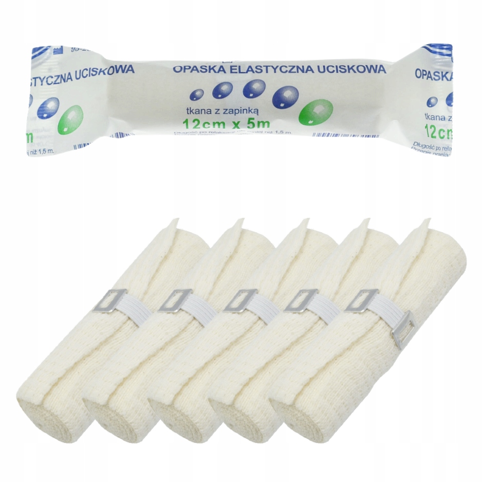 

Opaska Elastyczna Uciskowa Zapinka 12cm x 5m 5 szt
