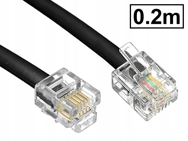 

Kabel telefoniczny aparat-linia RJ11 czarny 0.2m