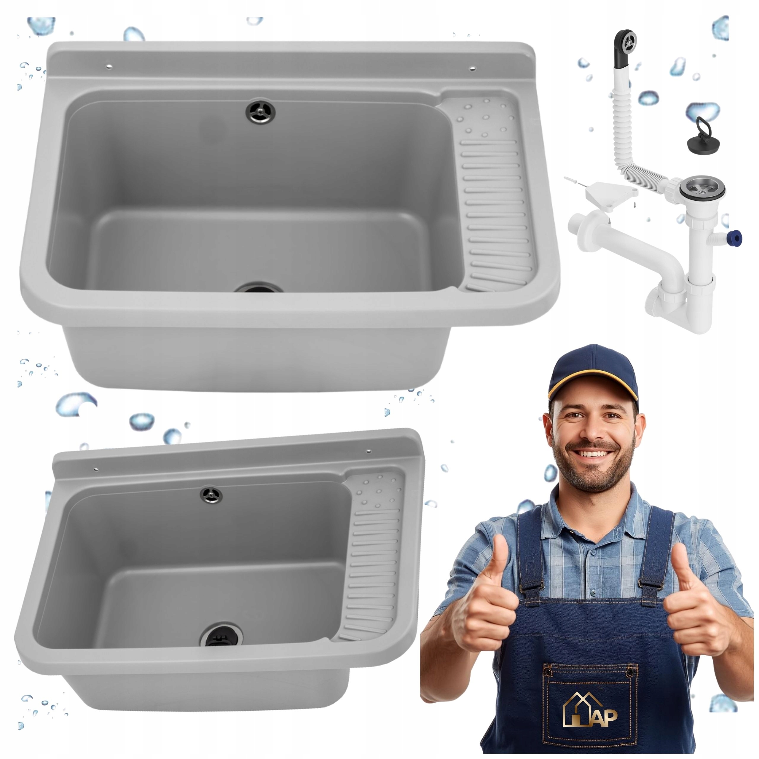 Technická komora Technický Dřez Jednokomorový Šedý Prádelna Kotelna