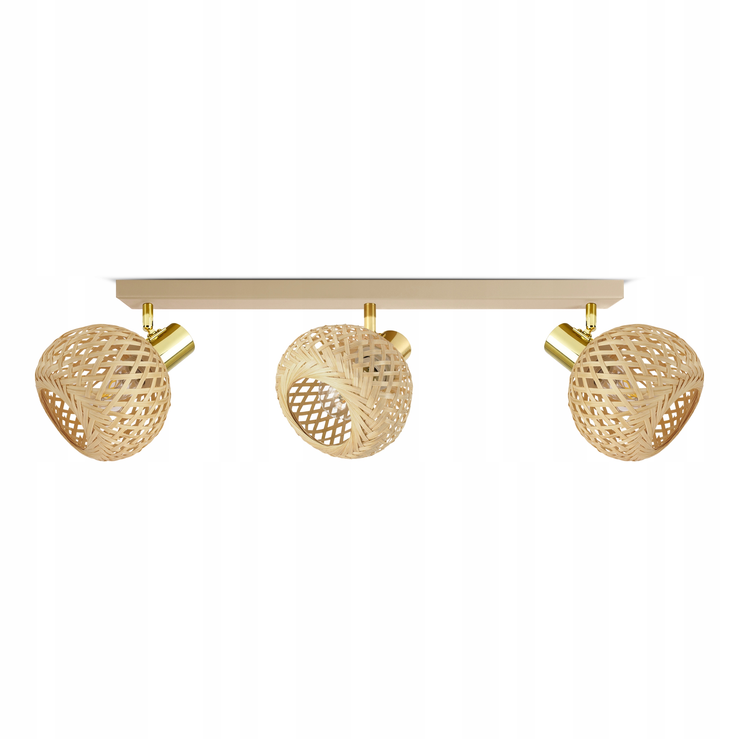 Stropní Svítidlo Ratanový lustr Béžová Boho 3xE27 Nastavitelná lišta nad stůl