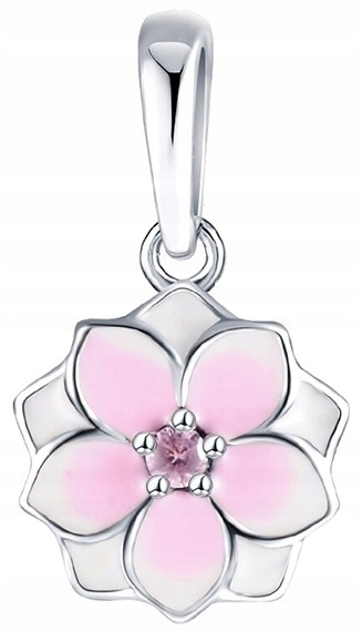 

Charms wiszący Kwiatek różowy srebro 925