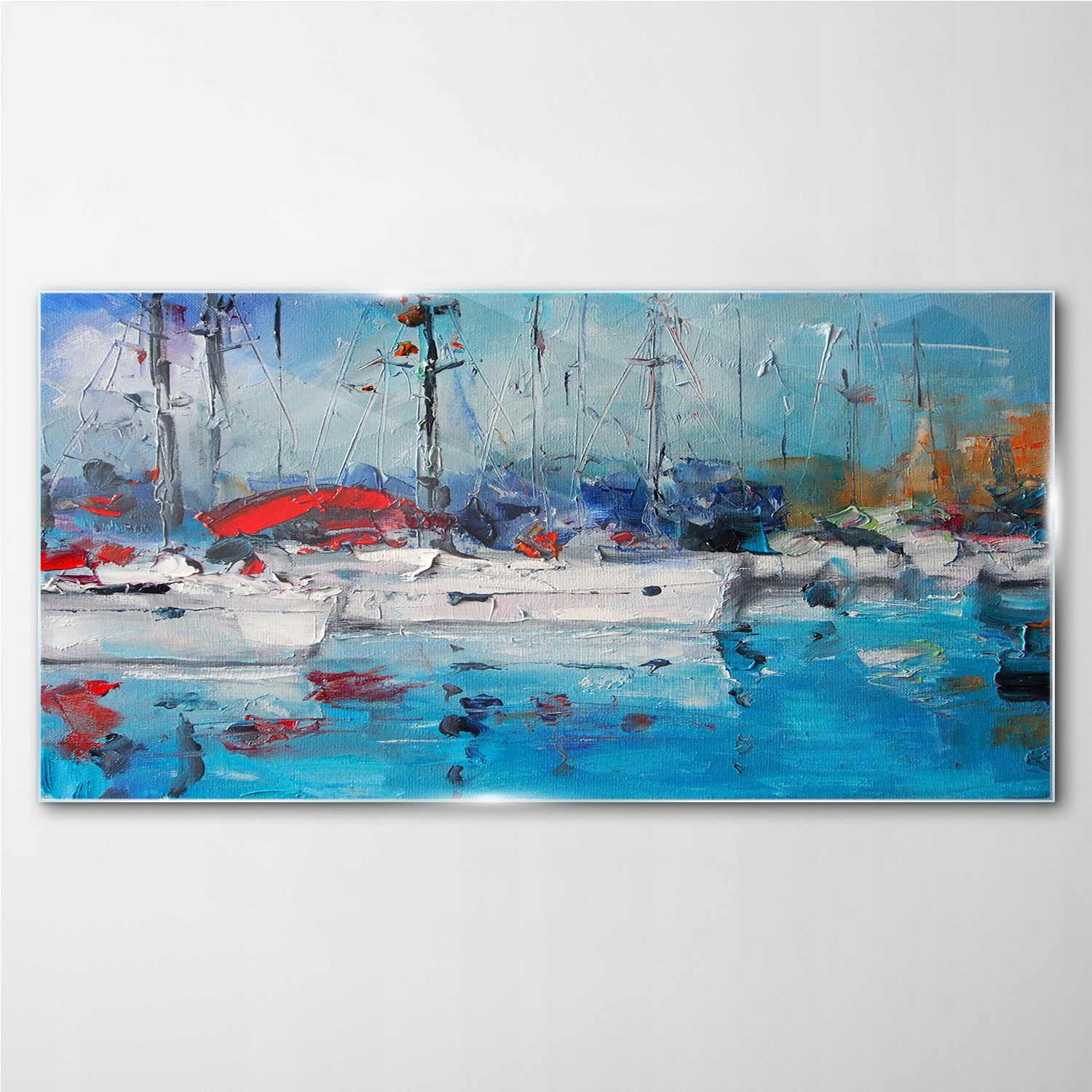 

Szklany obraz Port statki woda niebieski 100x50 cm