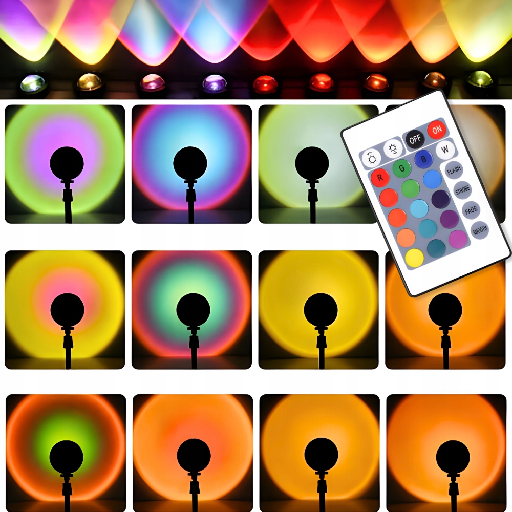 LAMPA PROJEKTOR ZACHÓD SŁOŃCA SUNSET WIELOKOLOROWA RGB LED NOCNA NASTROJOWA Kod producenta LAMPA PROJEKTOR ZACHÓD SŁOŃCA WIELOKOLOROWA