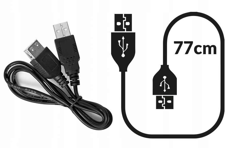KABEL PRZEDŁUŻACZ PRZEWÓD WTYK USB AM-AF 77cm Marka AWM