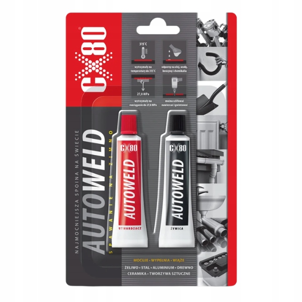 CX80 Auto Weld klej epoksydowy dwuskładnikowy do metalu 27 g x 2