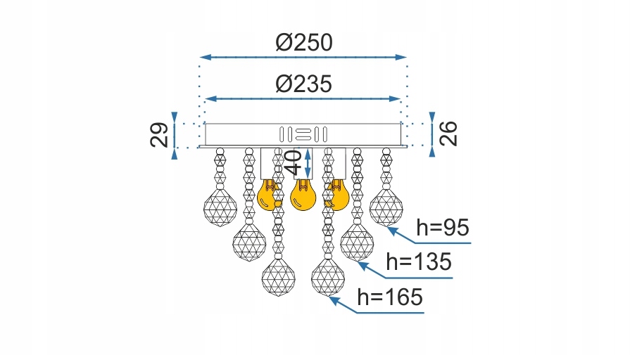 LAMPA SUFITOWA KRYSZTAŁOWA PLAFON ŻYRANDOL GLAMOUR Rodzaj gwintu G9