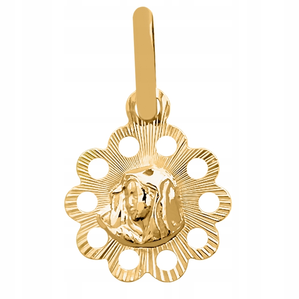 AŻUROWY DIAMENTOWANY MEDALIK MATKA BOSKA ZŁOTO 585