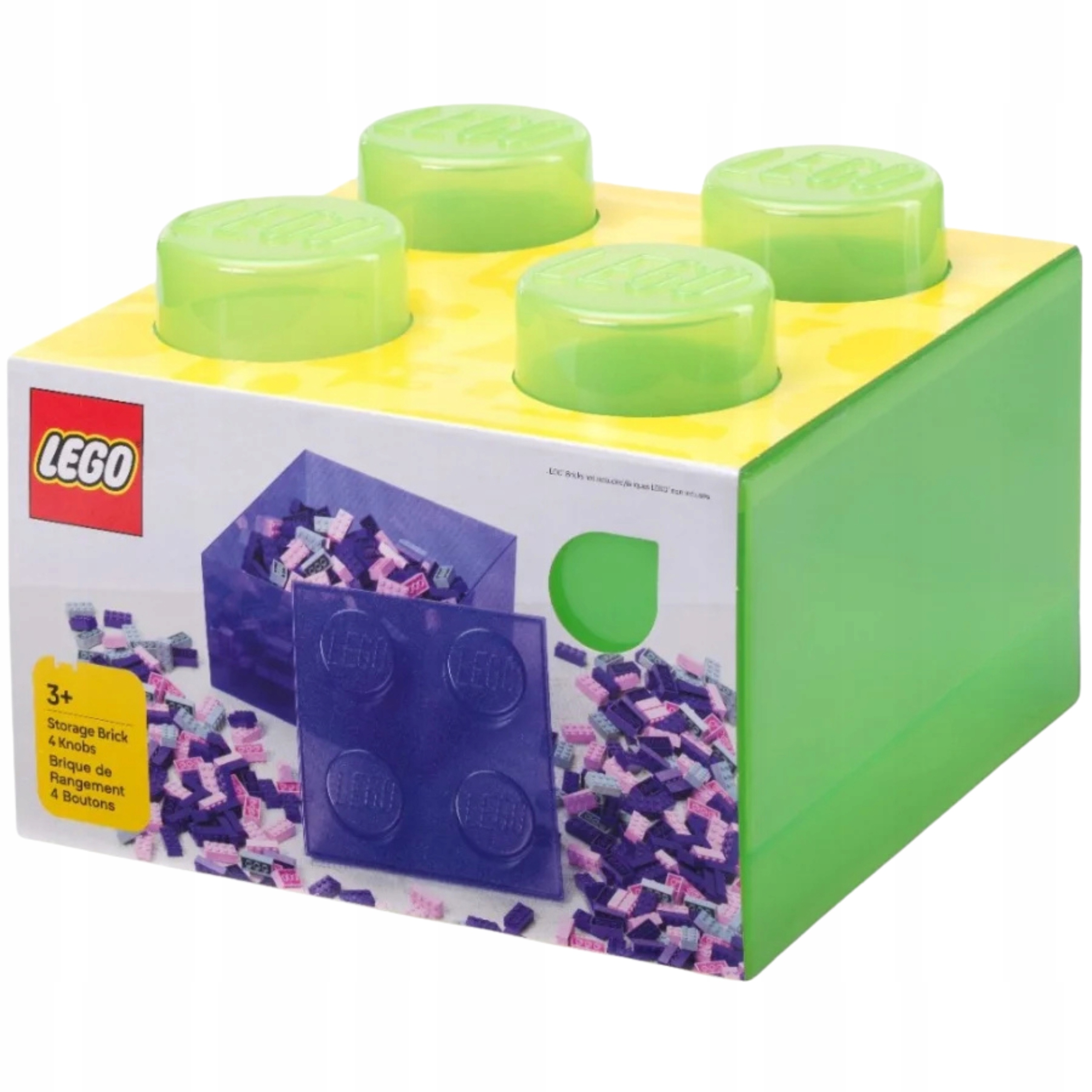 Lego Průhledný plastový obal Tvar kostky Lego Brick 4 Zelený