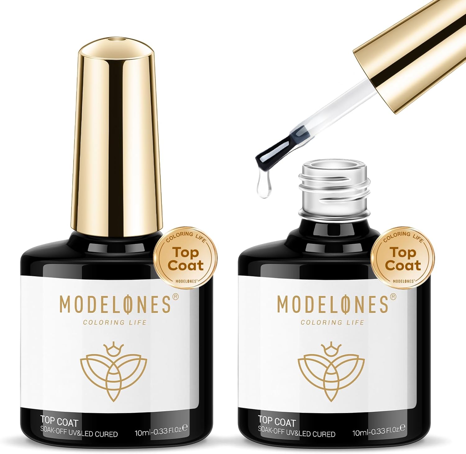 Modelones Top Coat Gel Bez Promývání Lesklý 2x10 ml