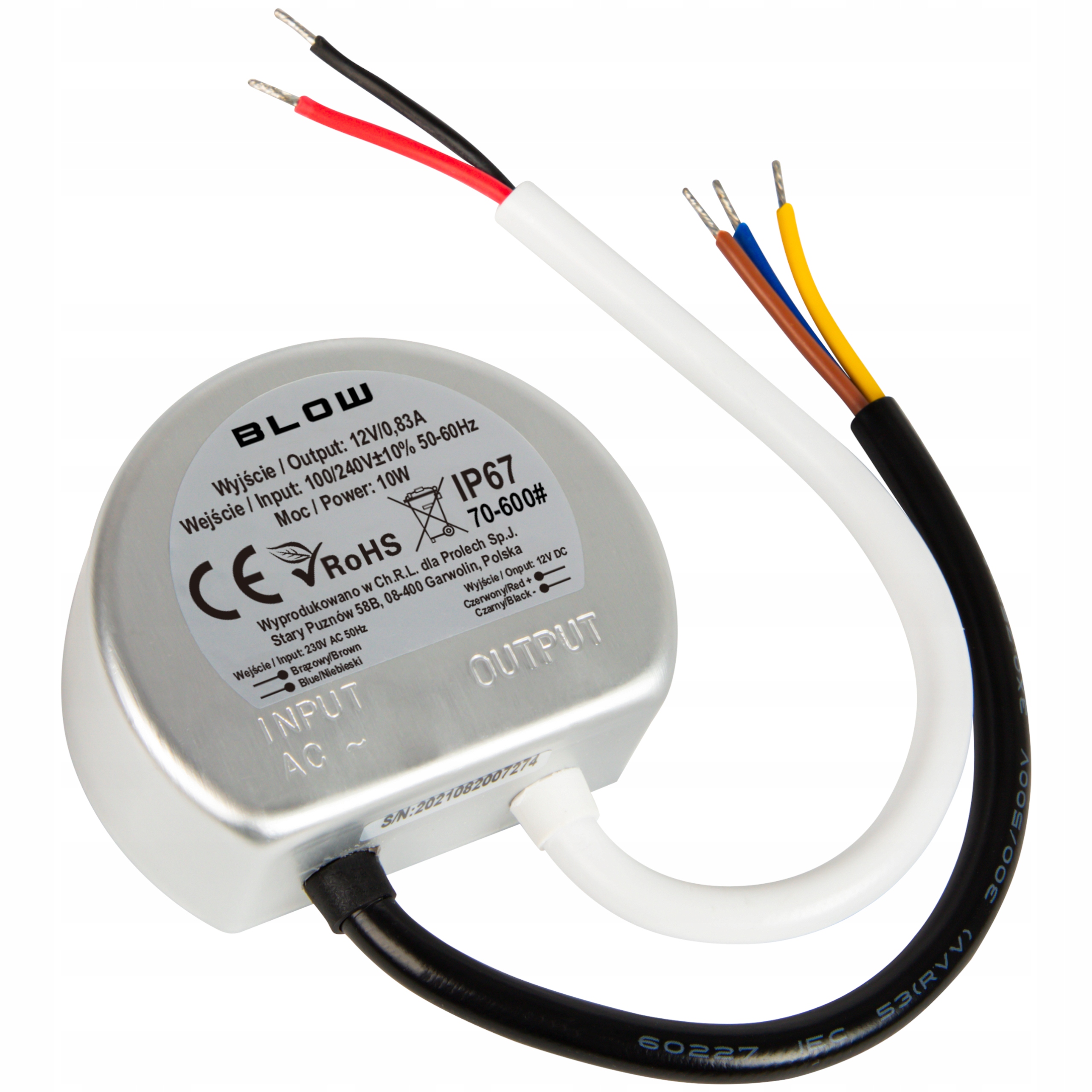 

Zasilacz do Led dopuszkowy 12V 10W do puszki IP67