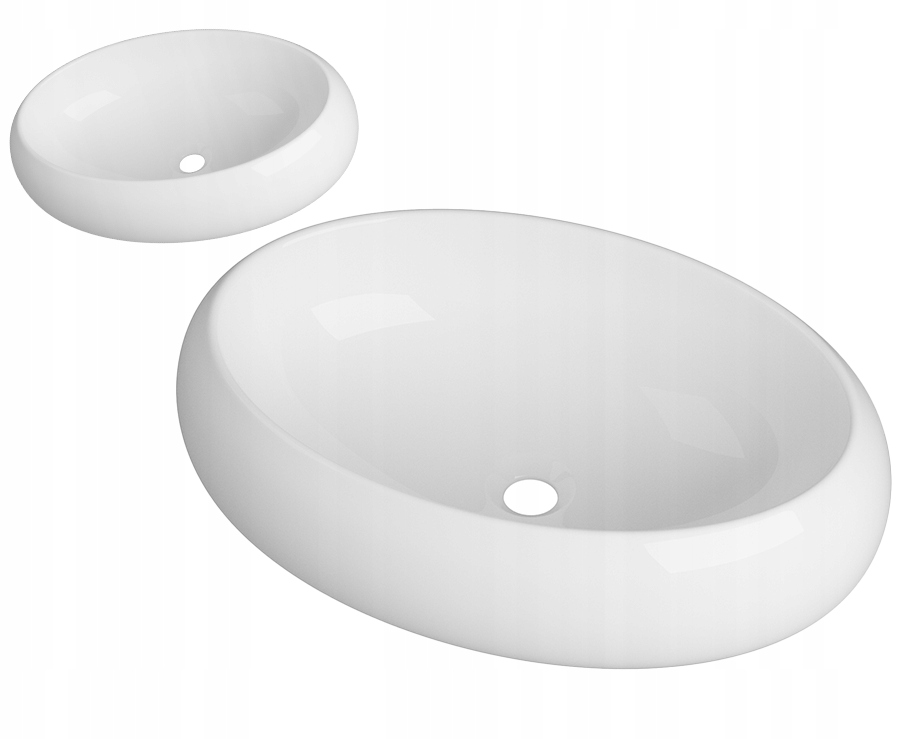 Umývadlo Ovelo Oválna Biela Keramická Kúpeľňová 61x41,5 Na Dosku