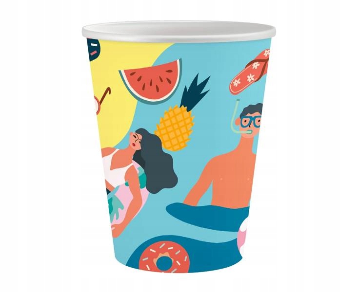 KUBECZKI PAPIEROWE LATO PLAŻA WAKACJE 250 ML 6 SZT
