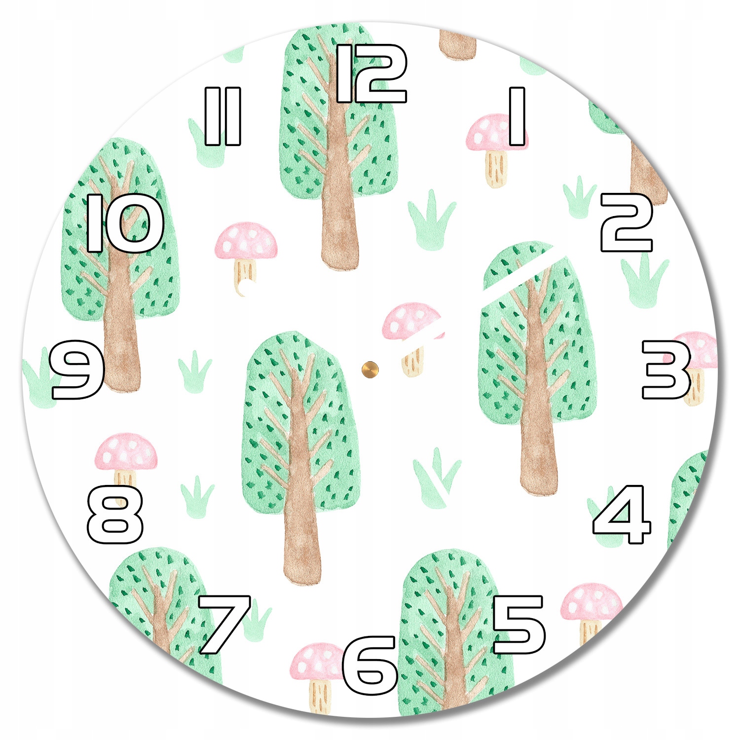

Nowoczesny wiszący zegar Las Drzewa Grzyby f30cm
