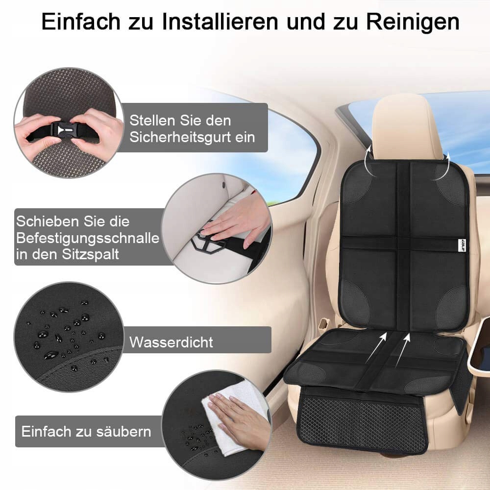 EZILIF Ochraniacz Fotelika Dziecięcego 2 Sztuki ISOFIX Czarny — miniatura 5